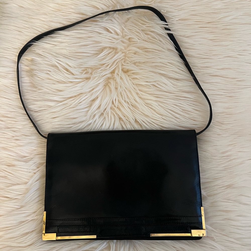 Leather shoulder bag and clutch